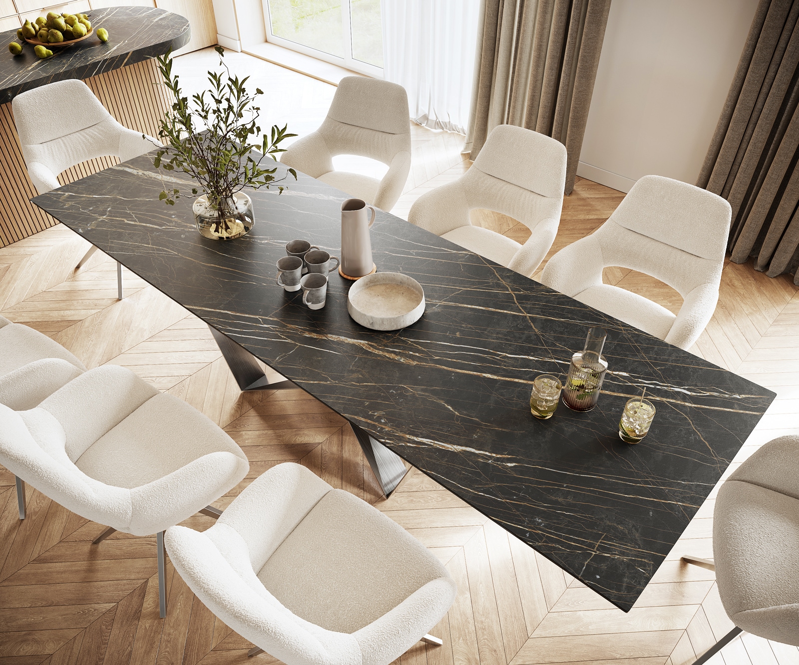 Esstisch Edge 300x100cm Keramik Laminam®Noir Desir Braun Spider Flachstahl Edelstahl 5 Esstisch Edge 300x100cm Keramik Laminam®Noir Desir Braun Spider Flachstahl Edelstahl 5