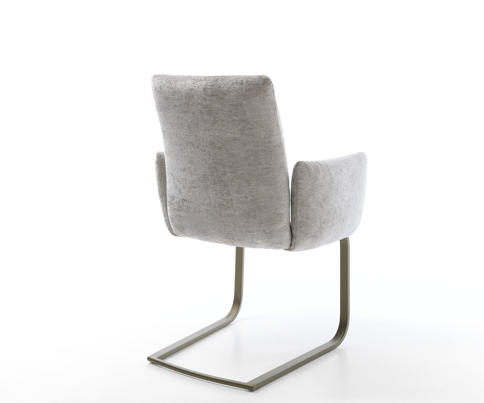 Freischwinger Jova-Flex mit Armlehnen Chenille Silbergrau Freischwinger flach Effektfinish Titan Taschenfederkern 4