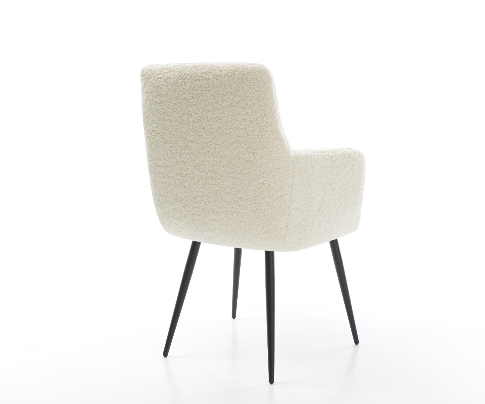 Esszimmerstuhl Heira-Flex mit Armlehnen Teddystoff Beige 4-Fuß konisch Schwarz Taschenfederkern 5