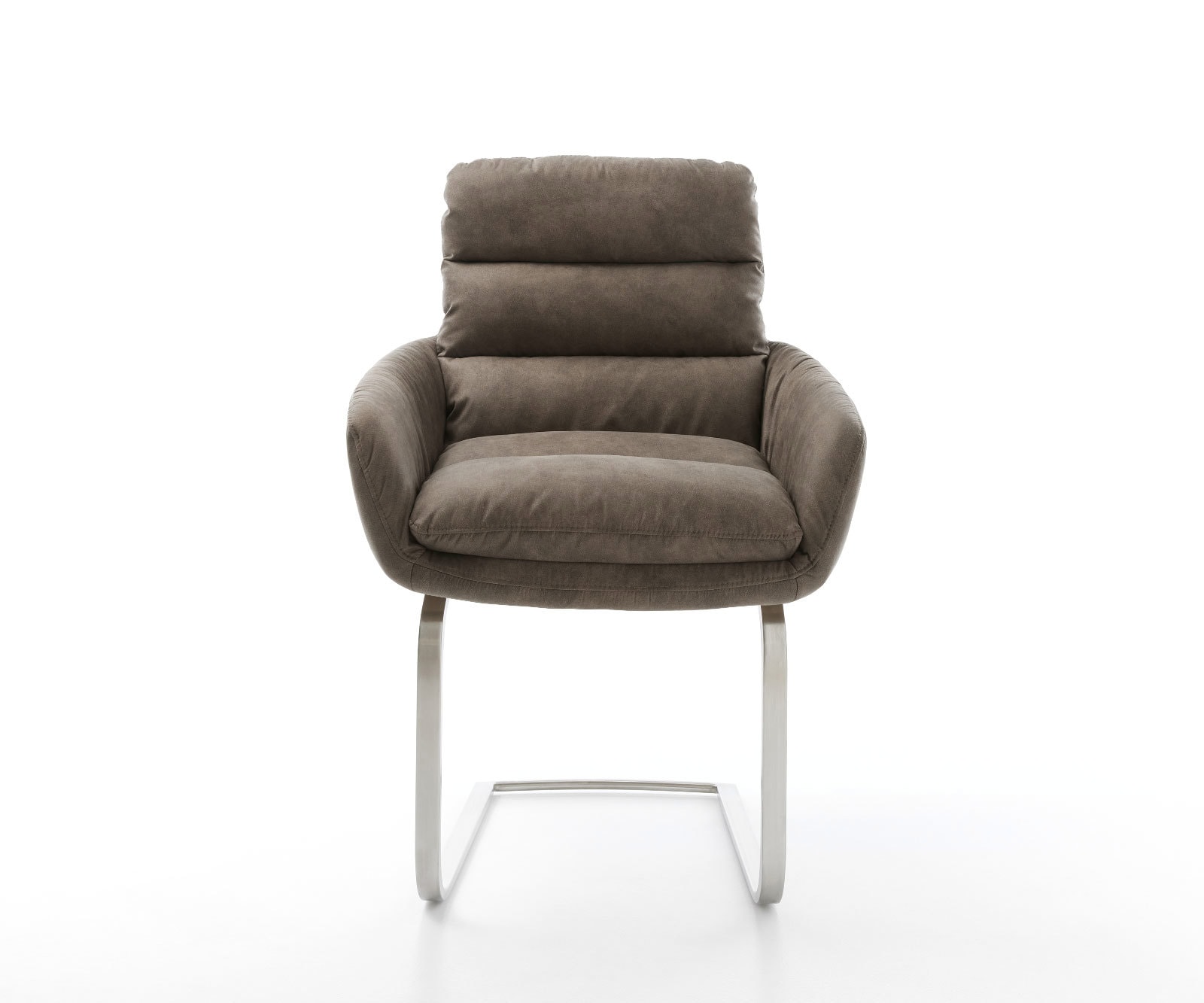 Freischwinger Abelia-Flex mit Armlehnen Mikrofaser Taupe Vintage Freischwinger flach Edelstahl 2