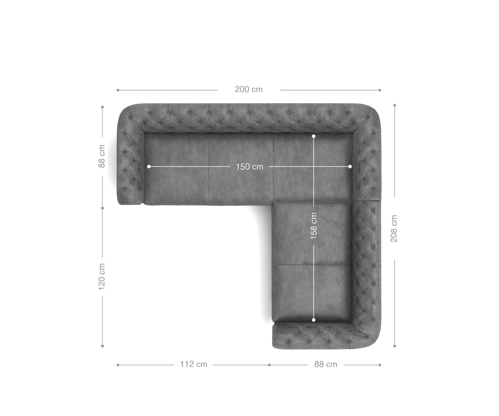 Ecksofa Chesterfield 209x200 cm Taupe Abgesteppt 6 Ecksofa Chesterfield 209x200 cm Taupe Abgesteppt 6