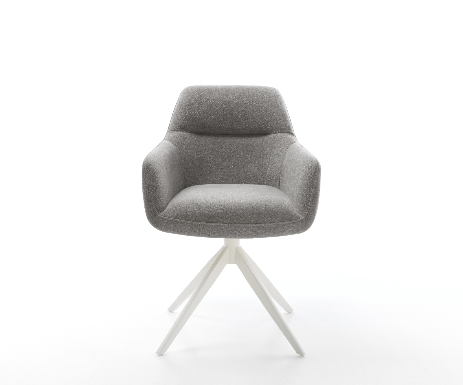 Drehstuhl Pejo-Flex Strukturstoff Soft Grau Kreuzgestell breit Weiß 360° drehbar Wippfunktion Taschenfederkern 1