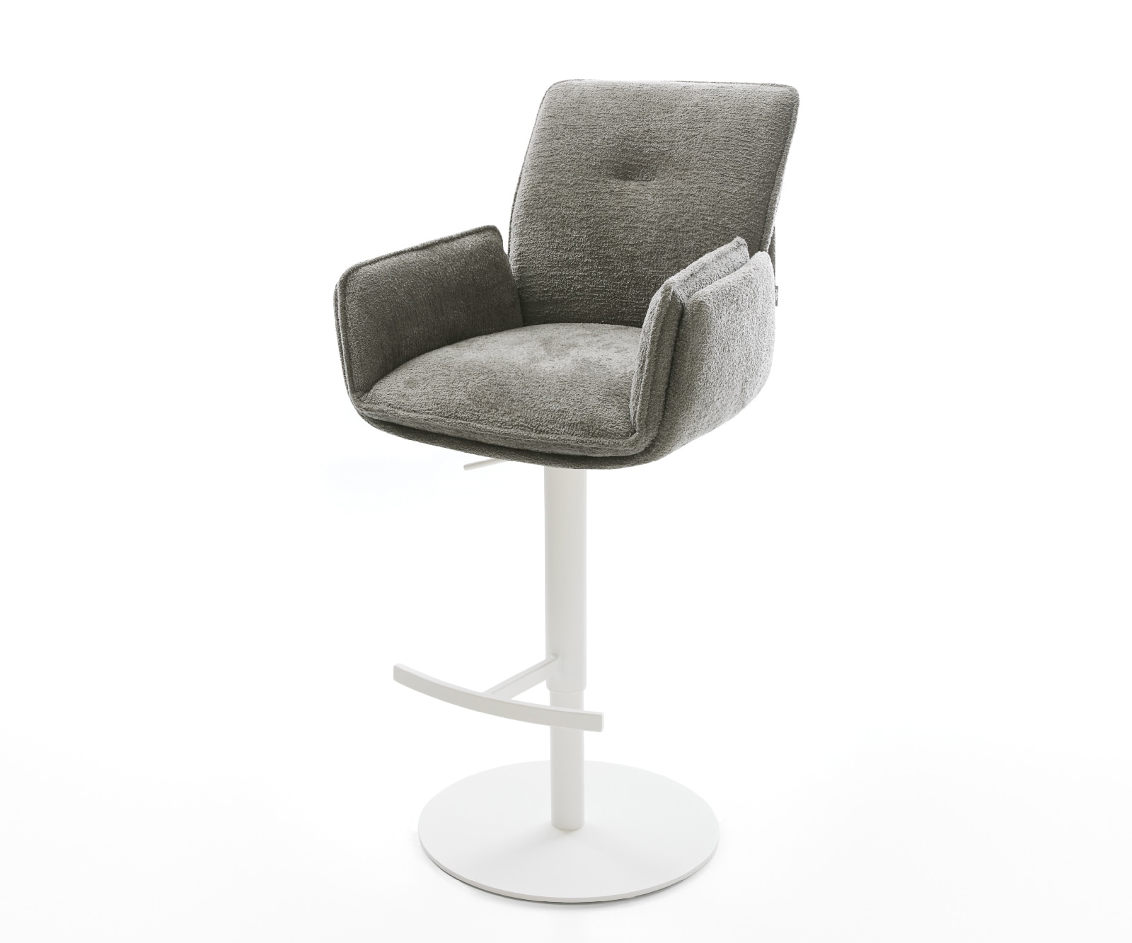 Barstuhl Nela-Flex Bouclé Soft Schlamm Drehfuß höhenverstellbar Metall Weiß