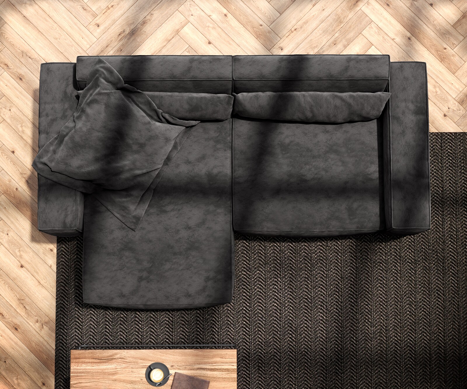 Ecksofa Sirpio 230x155 cm Mikrofaser Schwarz Recamiere variabel 5