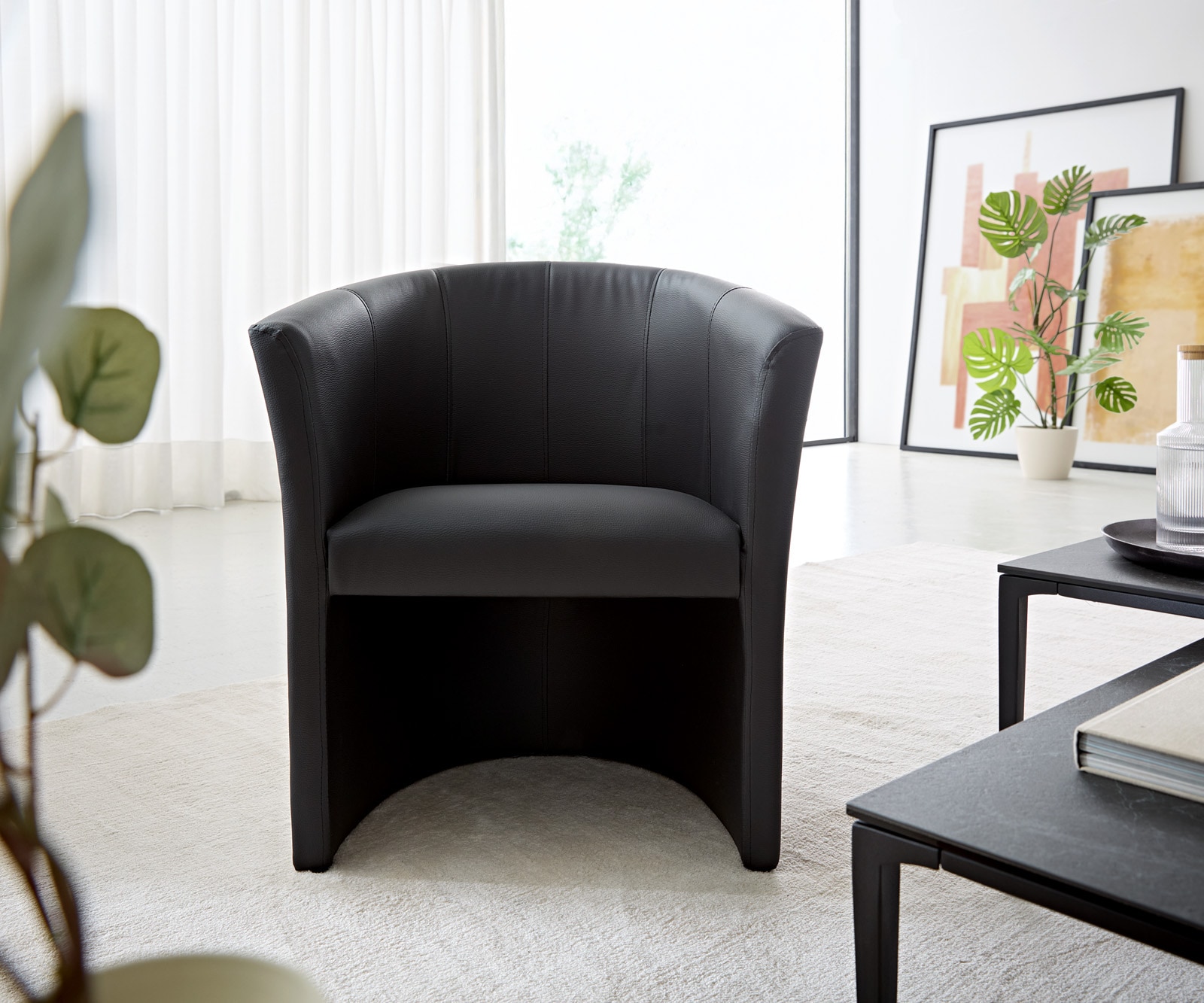 Cocktailsessel Pieder Schwarz Lounge gepolstert Kunstleder 2 Cocktailsessel Pieder Schwarz Lounge gepolstert Kunstleder 2