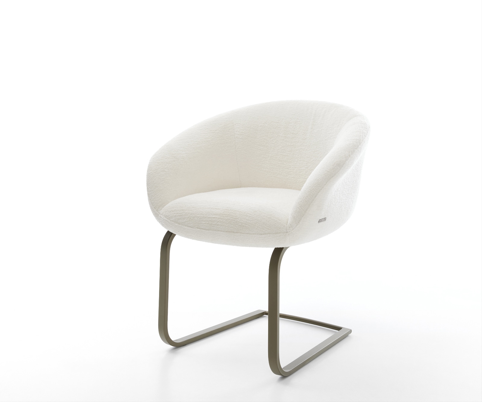 Freischwinger Vinka-Flex mit Armlehnen Bouclé Soft Beige Freischwinger flach Effektfinish Titan Taschenfederkern