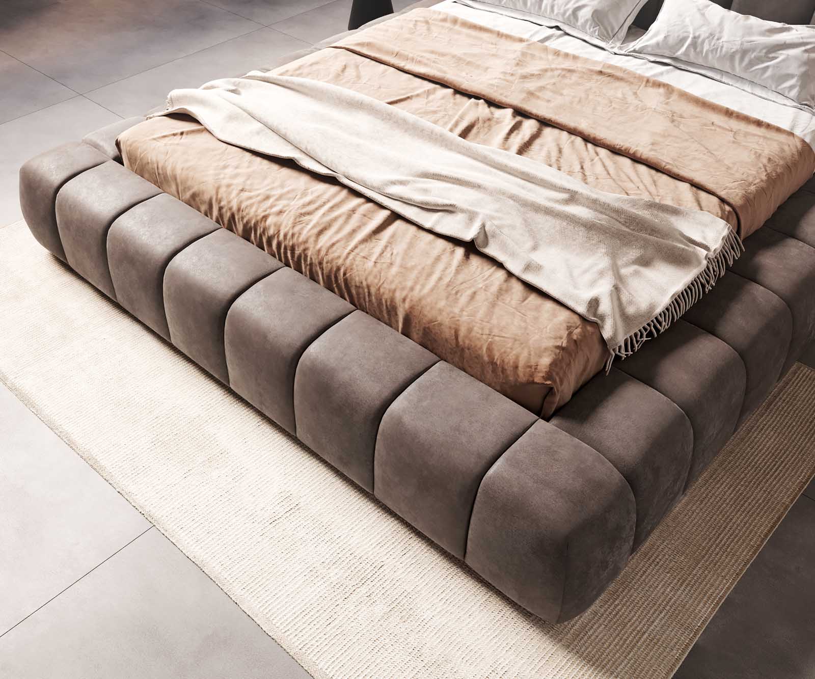 Polsterbettgestell Cutio 180x200 cm Mikrofaser Taupe Vintage 6