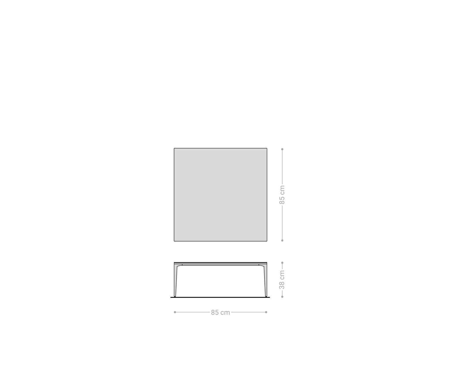 Couchtisch Levente 85x85 cm Keramik Laminam® Noir Desir Braun Gestell Metall Effektfinish Titan 8