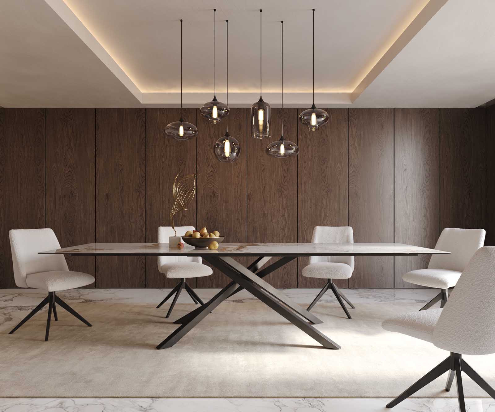 Esstisch Edge 300x100 Keramik Minas Melange Weiß-Beige Kreuzgestell Rechteck Schwarz 1 Esstisch Edge 300x100 Keramik Minas Melange Weiß-Beige Kreuzgestell Rechteck Schwarz 1