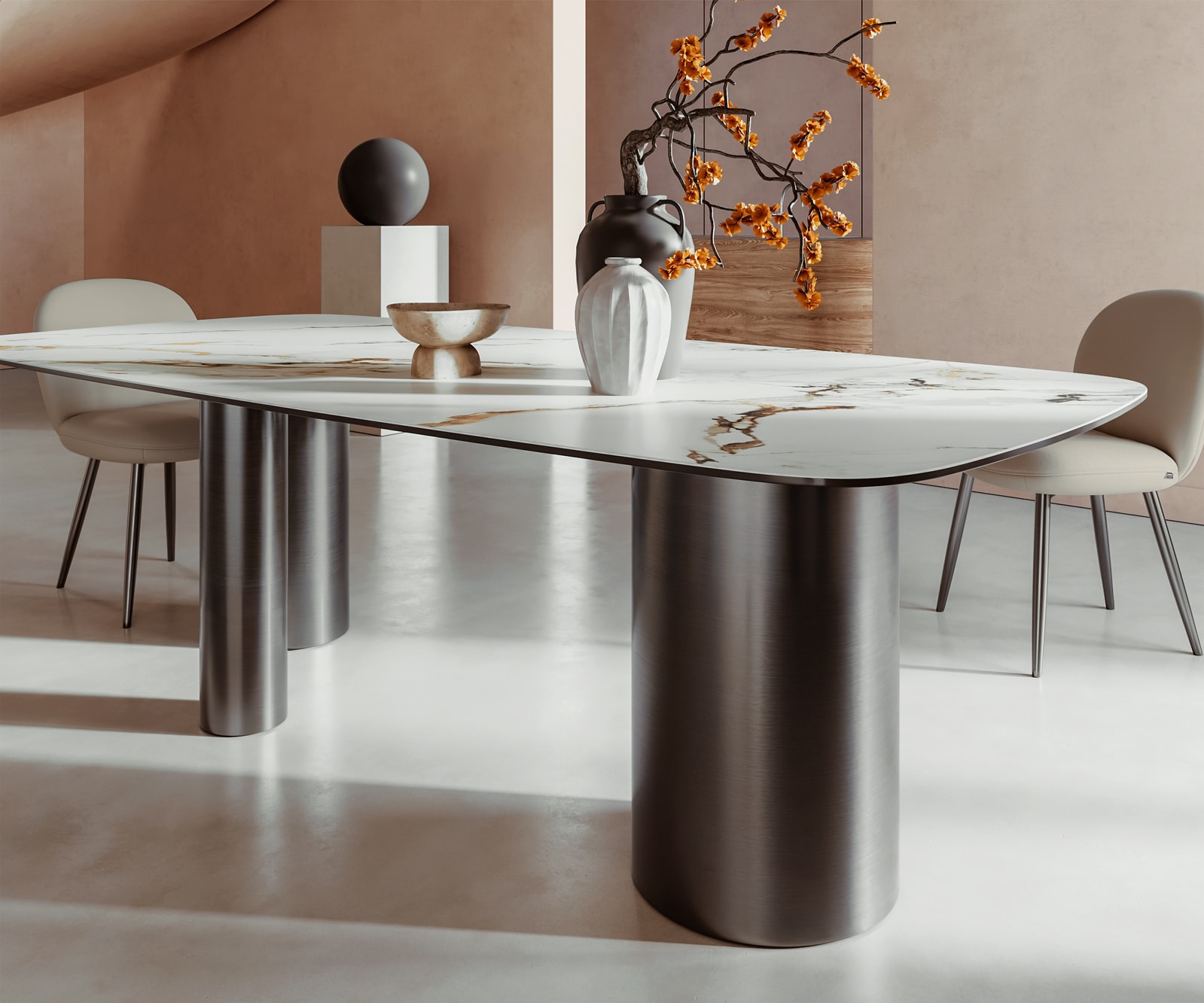 Esstisch Edge Boot 240x120 Keramik Calacatta Luxe Weiß-Gold-Grau Troa Edelstahl Graphit 6 Esstisch Edge Boot 240x120 Keramik Calacatta Luxe Weiß-Gold-Grau Troa Edelstahl Graphit 6