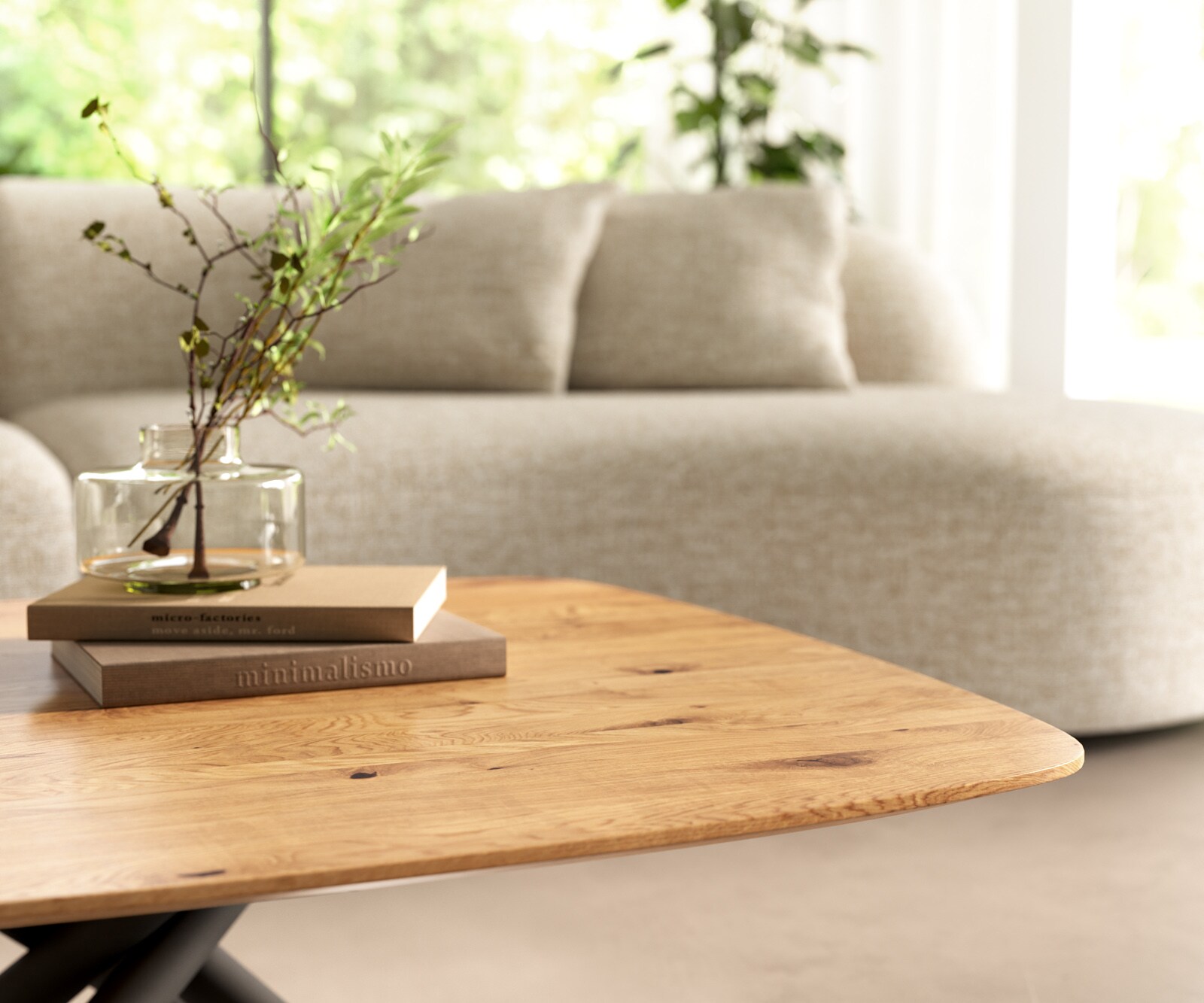 Couchtisch Edge Boot 90x90 cm Eiche Natur Schweizer Kante Sarity Metall Schwarz 5