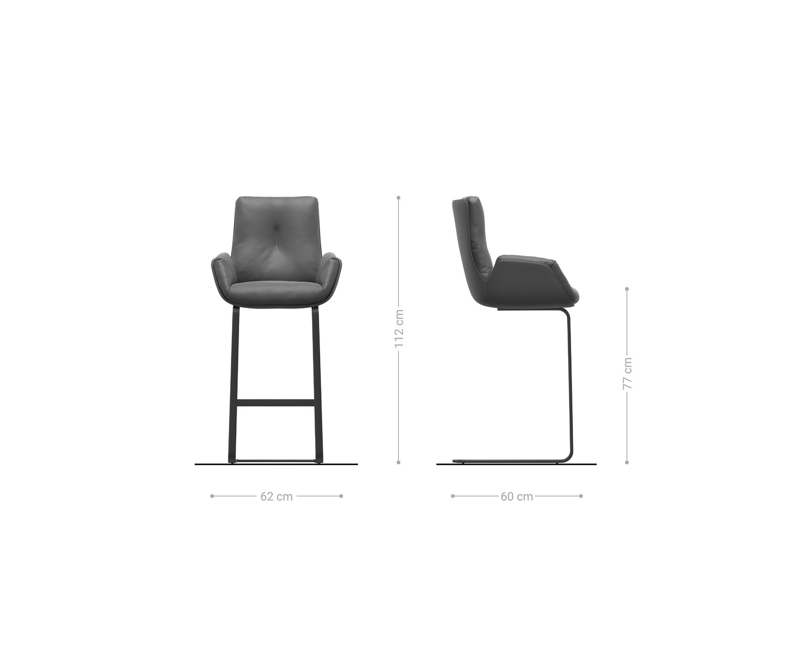 Barstuhl Clea-Flex Bouclé Soft Schlamm Freischwinger Flach Metall Schwarz 6