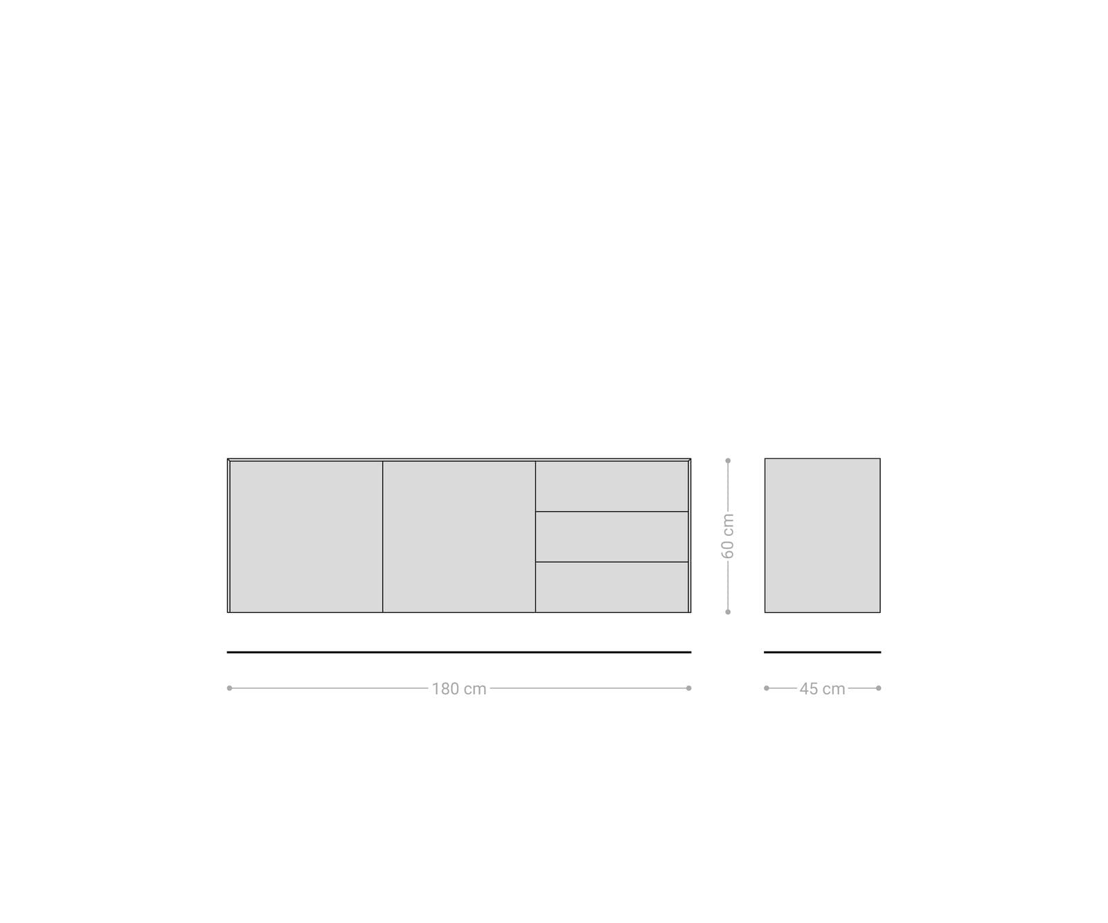 Sideboard Cuor 180 cm Keramik Laminam® Travertino Bianco Creme-Weiß 2 Türen 3 Schubfächer Schwebend 6