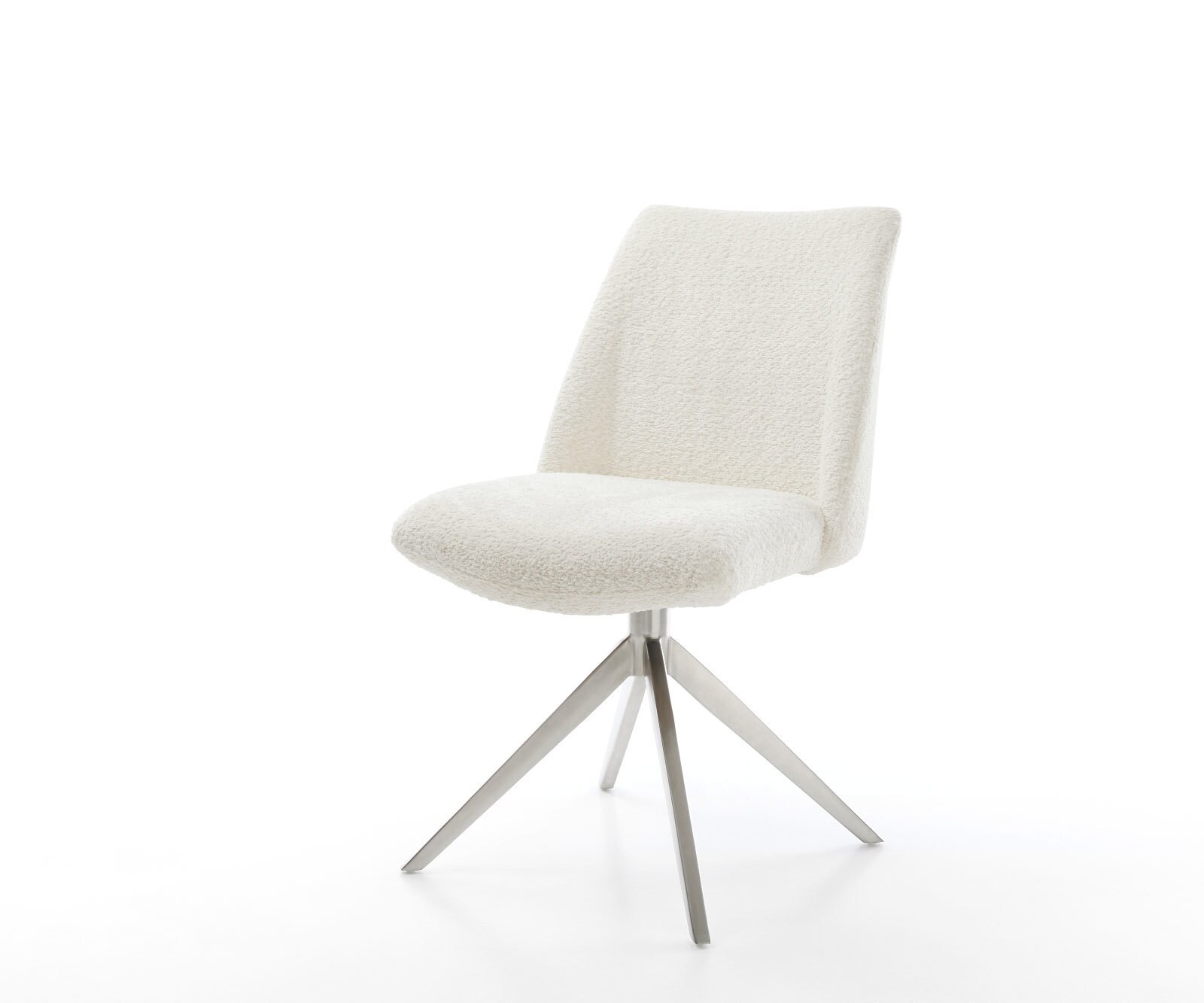 Drehstuhl Elso-Flex Bouclé Weiß Kreuzgestell breit Edelstahl 360° drehbar W günstig online kaufen