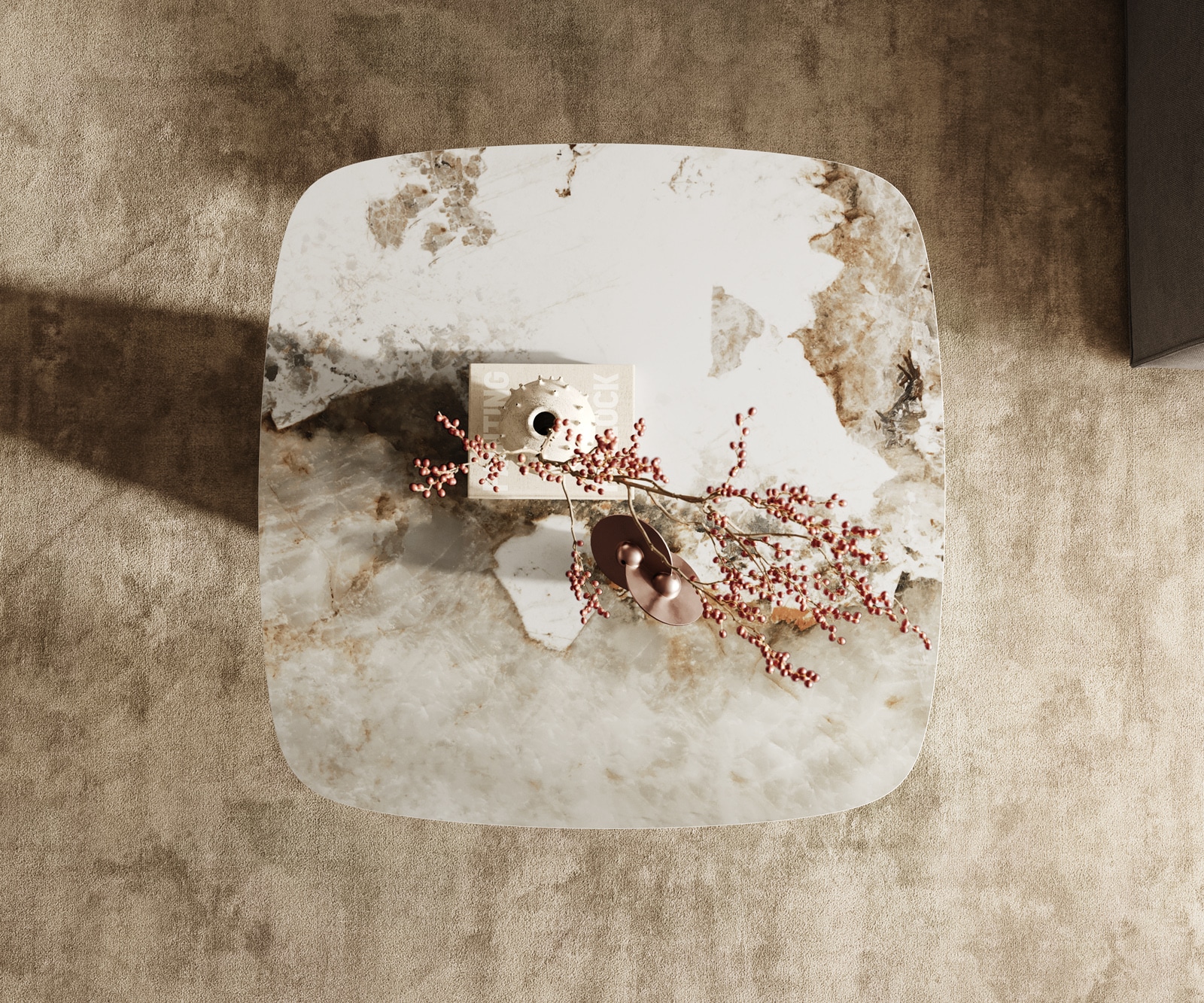 Couchtisch Edge Boot 90x90 cm Keramik Minas Melange Conis Edelstahl gebürstet 3 Couchtisch Edge Boot 90x90 cm Keramik Minas Melange Conis Edelstahl gebürstet 3