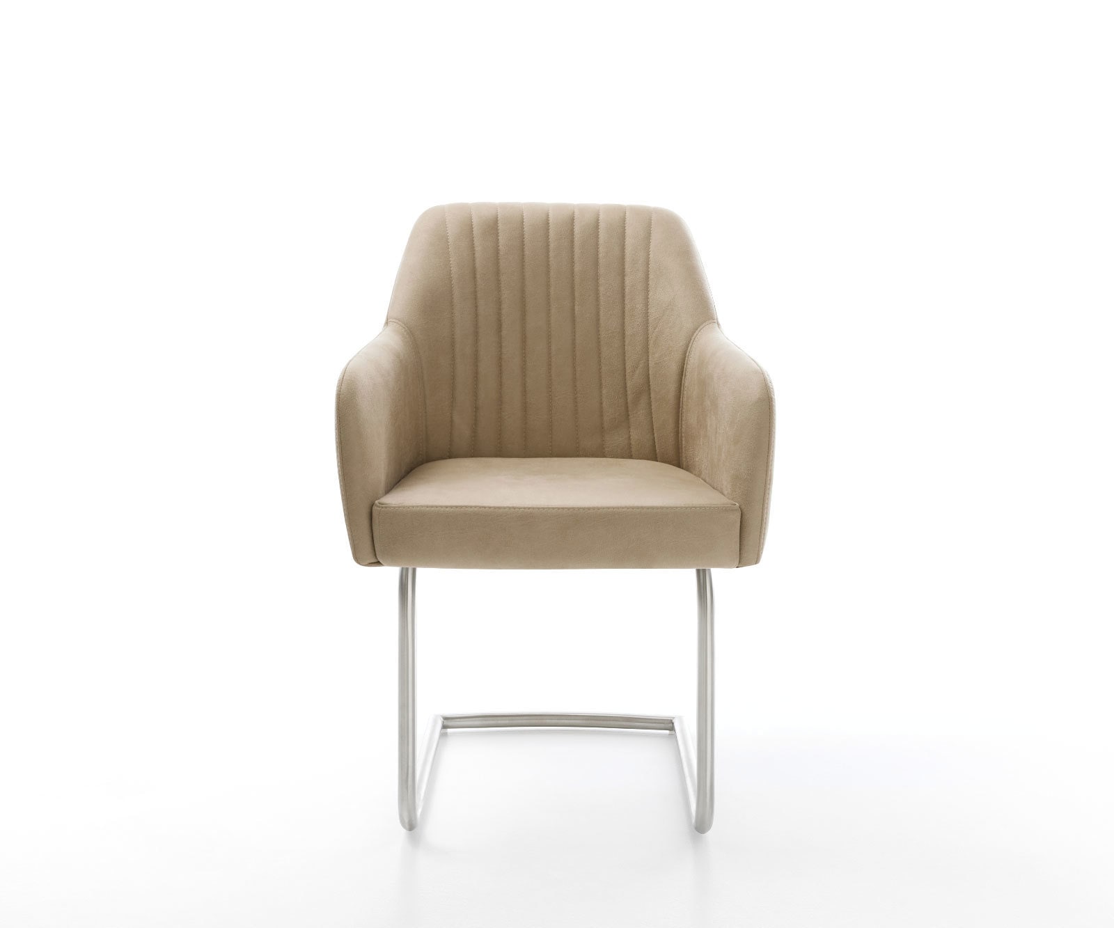 Freischwinger Greg-Flex Mikrofaser Beige Vintage Freischwinger rund Edelstahl Taschenfederkern 1 Freischwinger Greg-Flex Mikrofaser Beige Vintage Freischwinger rund Edelstahl Taschenfederkern 1