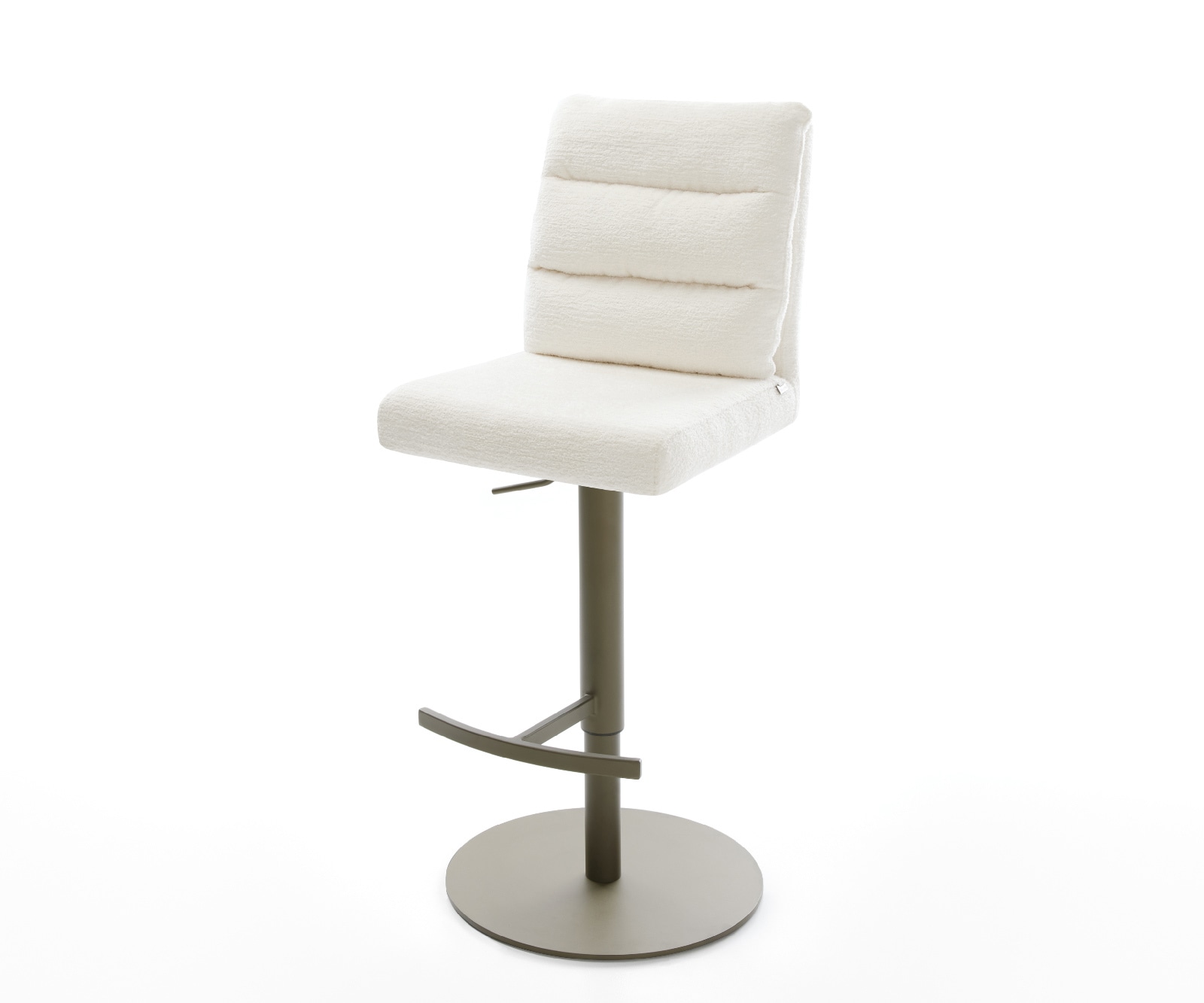 Barstuhl Pela-Flex Bouclé Soft Beige Drehfuß höhenverstellbar Metall Titanfarben