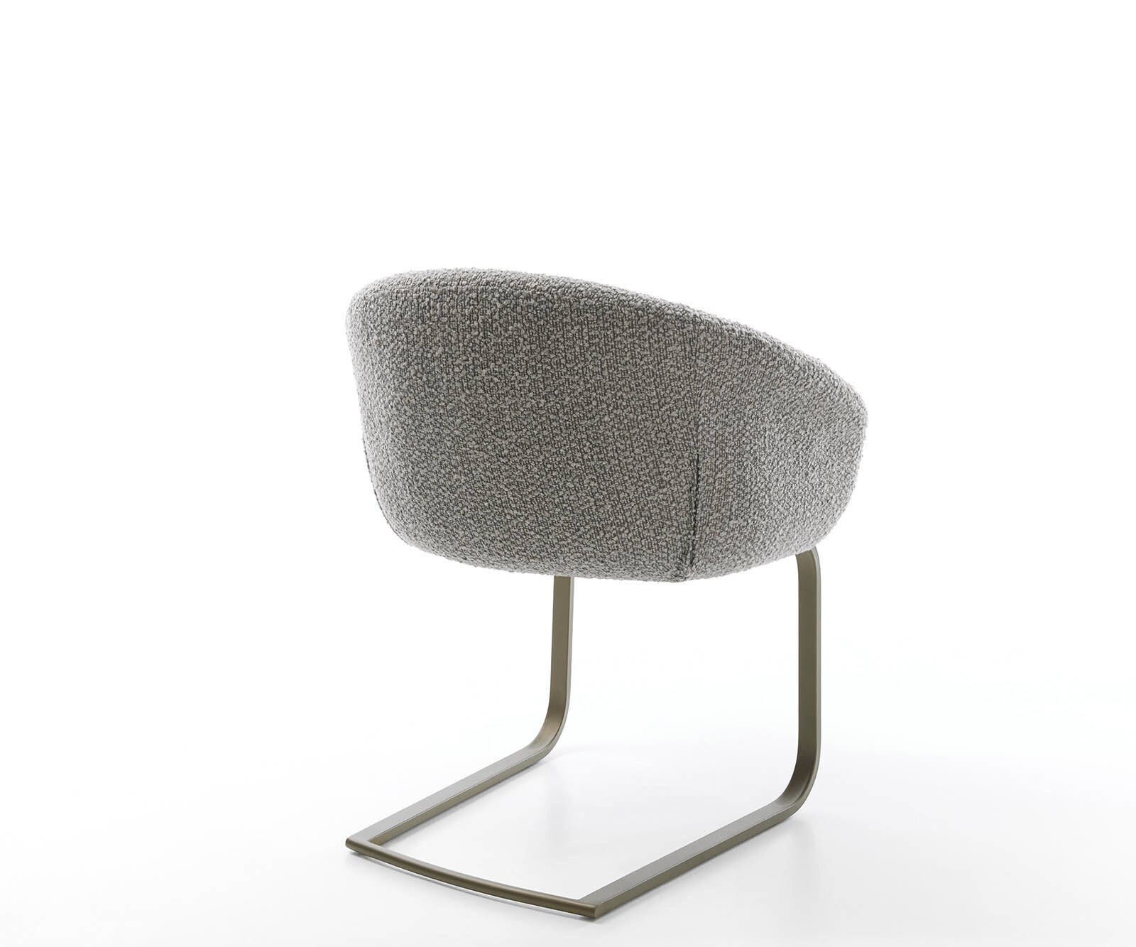 Freischwinger Vinka-Flex mit Armlehnen Bouclé Silbergrau Freischwinger flach Effektfinish Titan Taschenfederkern 4
