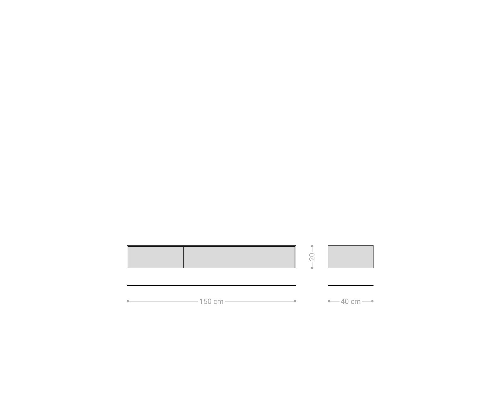 Lowboard Cuor 150 cm Keramik Laminam® Emperador Extra Lucidato Dunkelbraun 1 Klappe 1 Schubfach Schwebend 6