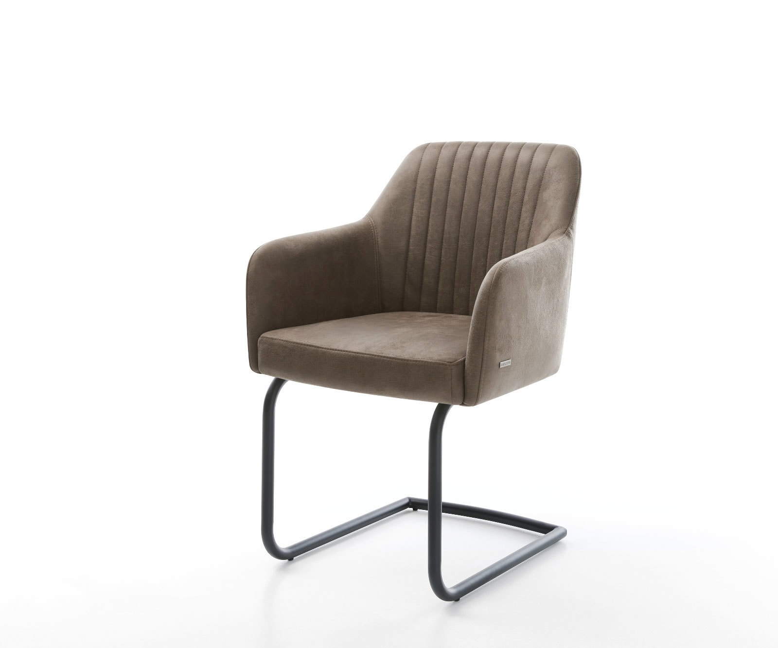 Freischwinger Greg-Flex Mikrofaser Taupe Vintage Freischwinger rund Schwarz günstig online kaufen