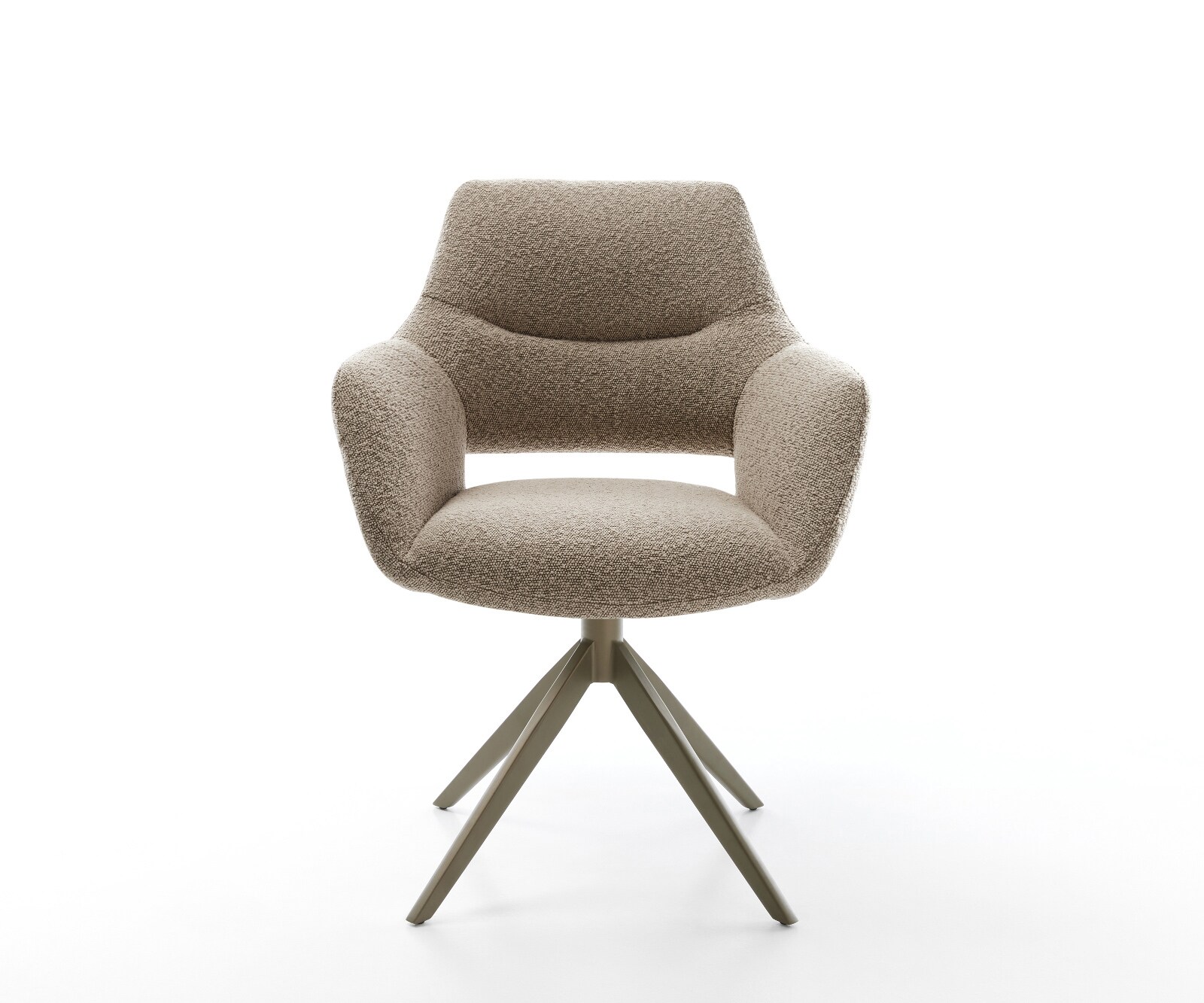 Drehstuhl Yago-Flex mit Armlehnen Bouclé Schlamm Kreuzgestell breit Effektfinish Titan 360° drehbar Wippfunktion Taschenfederkern 1