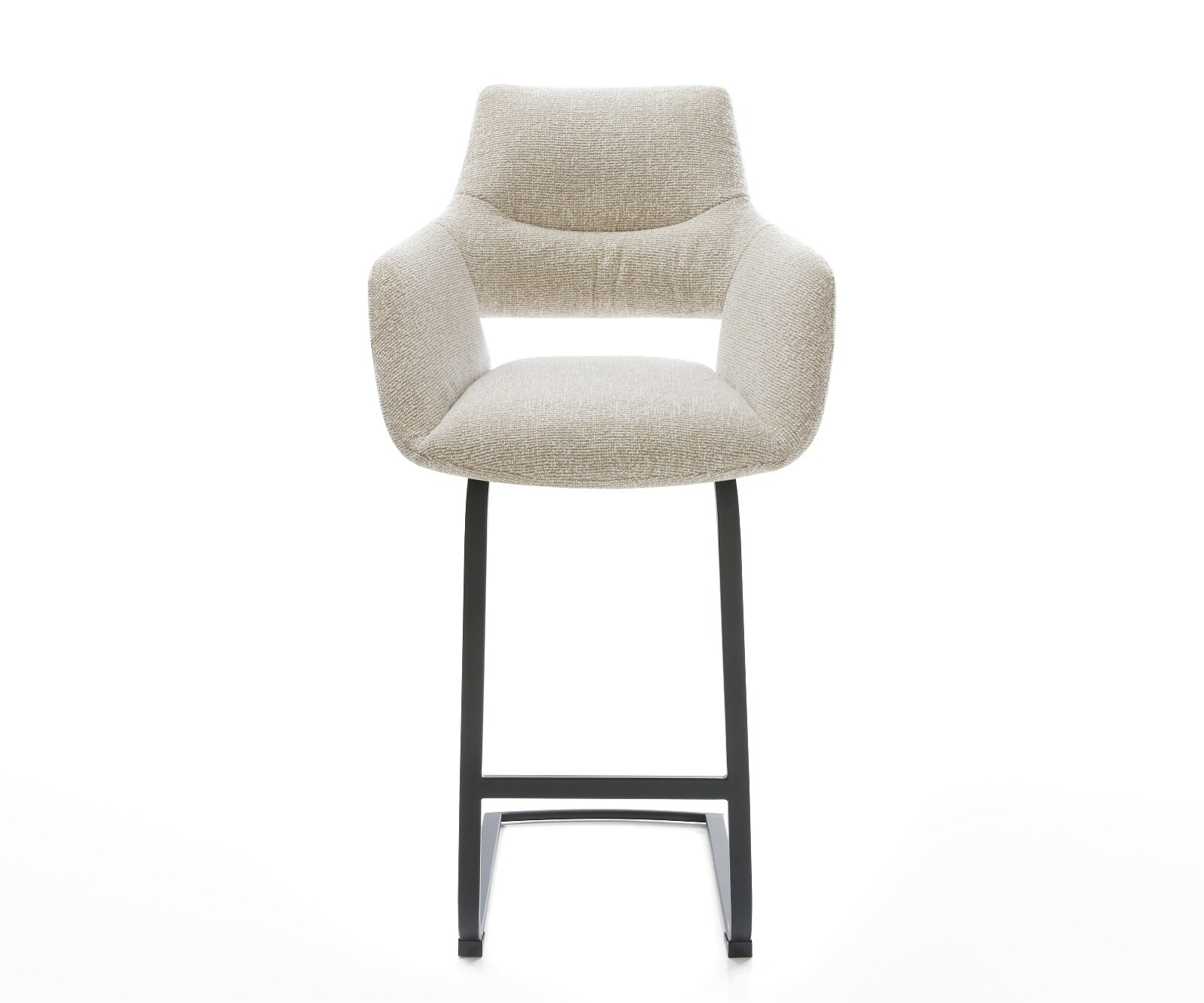 Barstuhl Yago-Flex Webstoff Soft Beige Freischwinger Flach Metall Schwarz Taschenfederkern 1