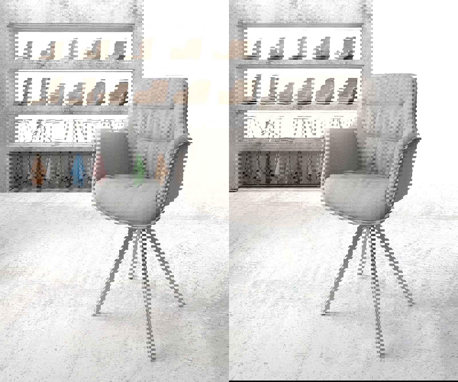 Drehstuhl Kaira-Flex Stripes Hellgrau Kreuzgestell kantig Edelstahl 180° dr günstig online kaufen