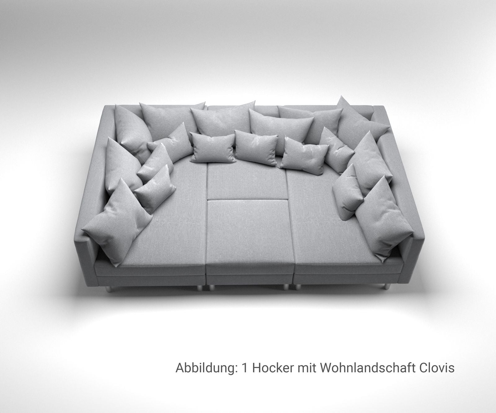 Hocker Clovis Grau B98 x T83 Grau Modul Flachgewebe 6 Hocker Clovis Grau B98 x T83 Grau Modul Flachgewebe 6