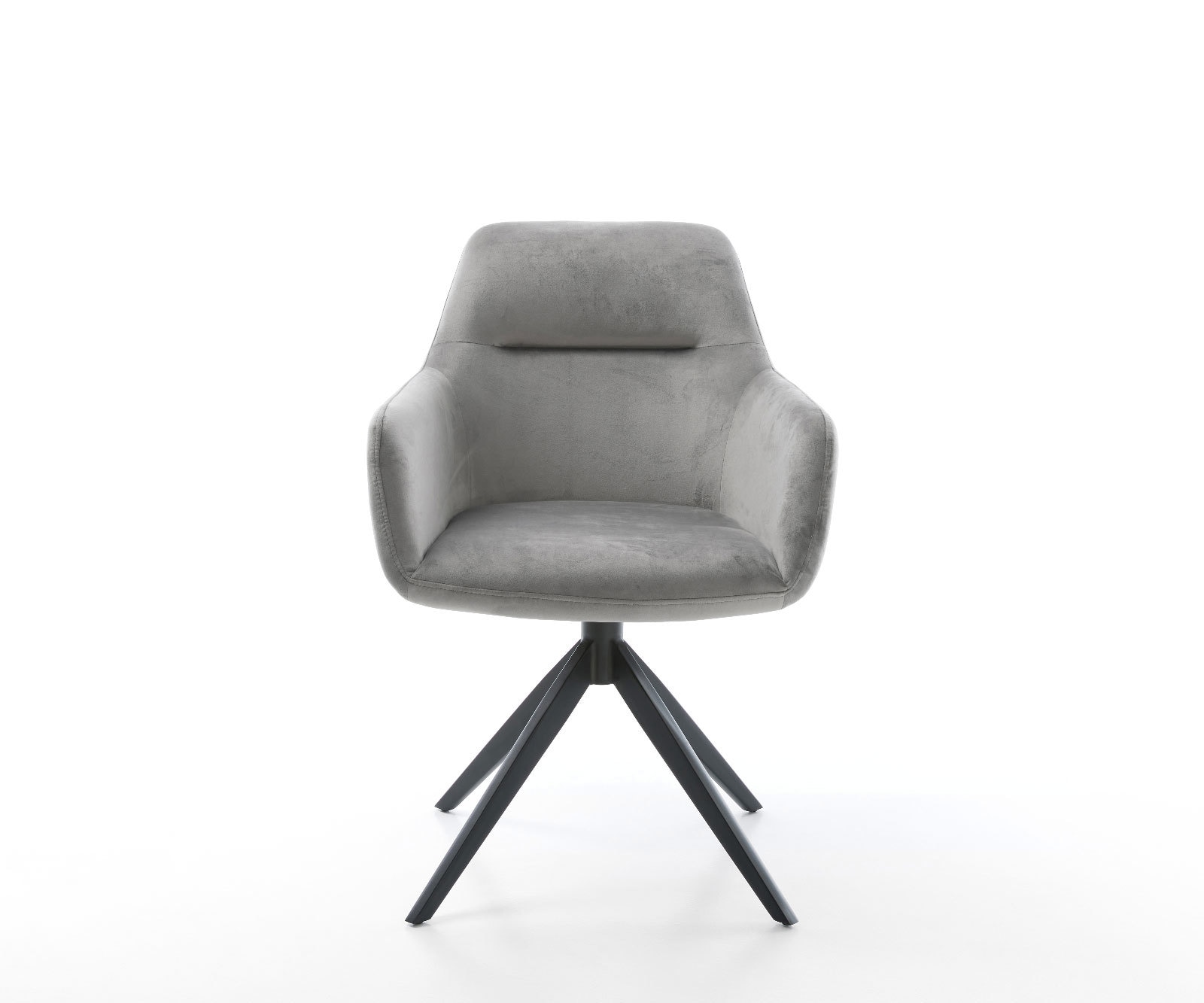 Drehstuhl Pejo-Flex Samt Grau Kreuzgestell breit Schwarz 360° drehbar Wippfunktion Taschenfederkern 2