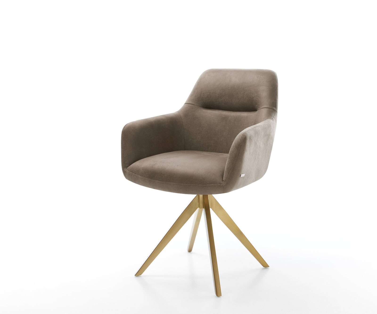 Esszimmerstuhl Pejo-Flex Mikrofaser Taupe Vintage Kreuzgestell kantig Gold günstig online kaufen