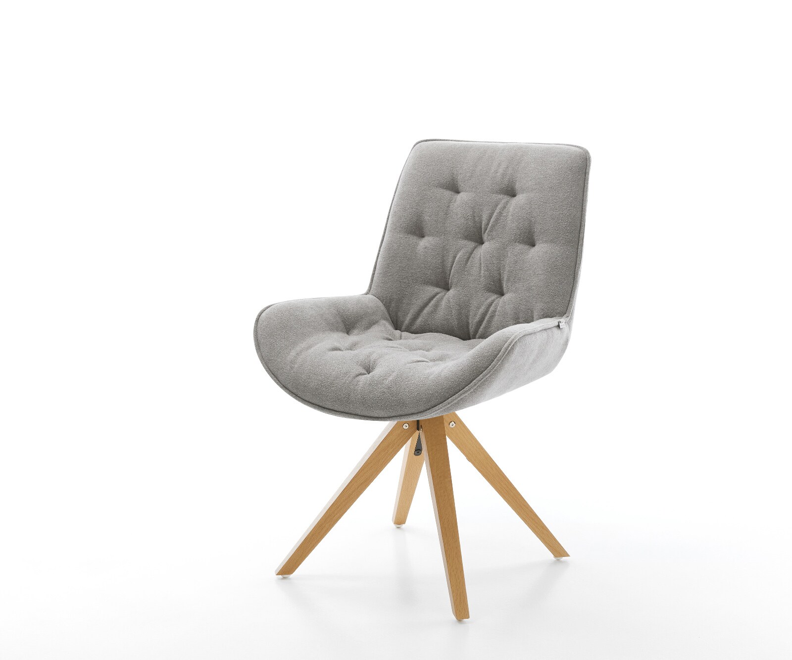 Drehstuhl Taimi-Flex Strukturstoff Soft Grau Holzgestell kantig Natur 180° günstig online kaufen