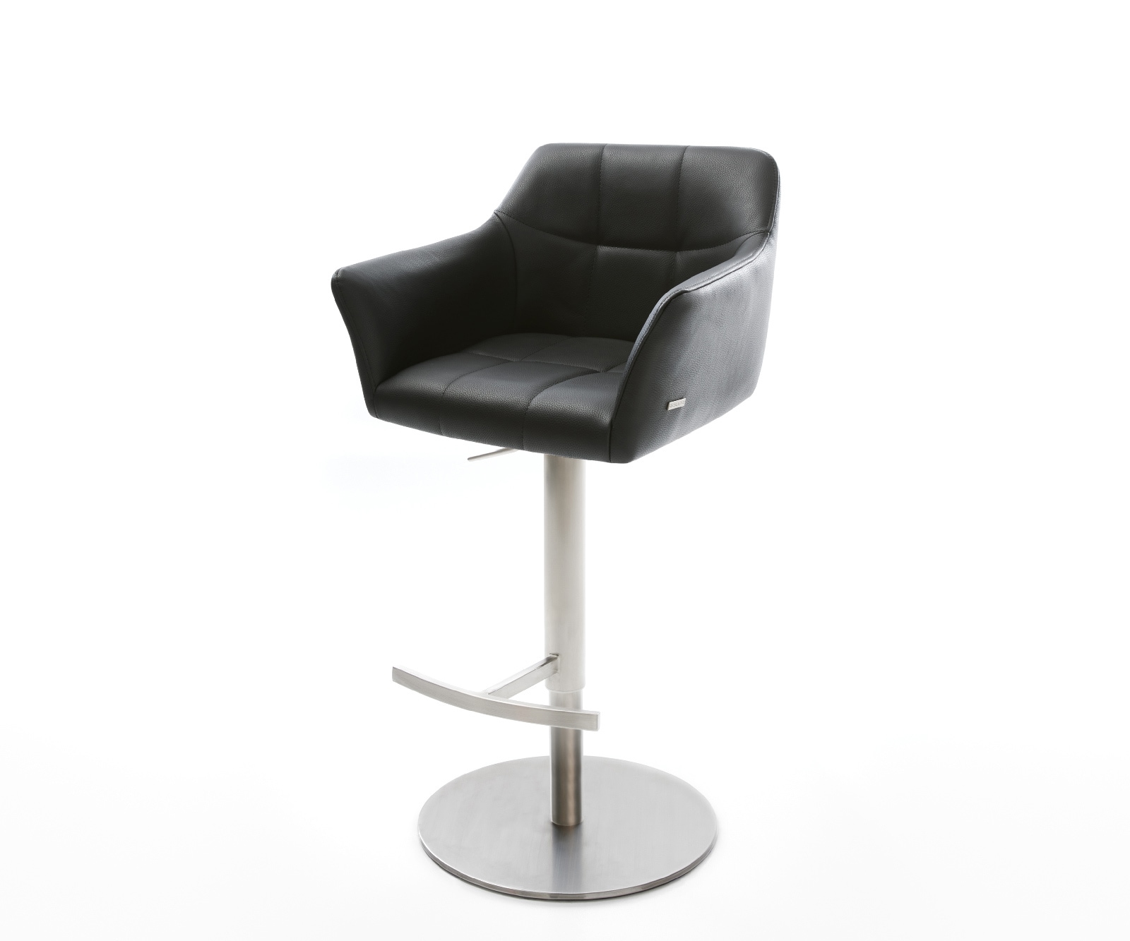 Barstuhl Yulo-Flex Echt-Leder Schwarz Drehfuß höhenverstellbar Edelstahl Barstuhl Yulo-Flex Echt-Leder Schwarz Drehfuß höhenverstellbar Edelstahl