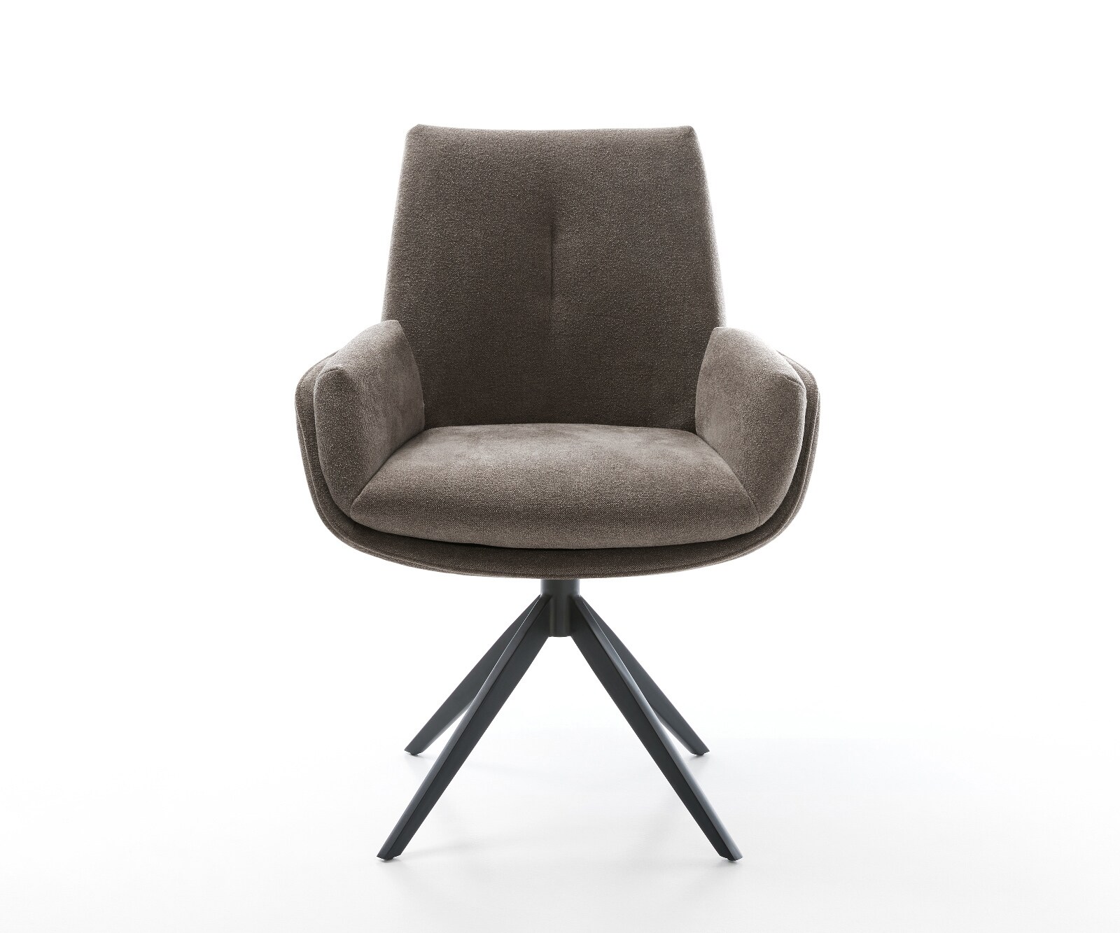 Drehstuhl Clea-Flex Strukturstoff Soft Taupe Kreuzgestell breit Schwarz 360° drehbar Wippfunktion 1