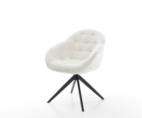 Drehstuhl Gaio-Flex Bouclé Soft Beige Kreuzgestell breit Schwarz 360° drehbar Wippfunktion
