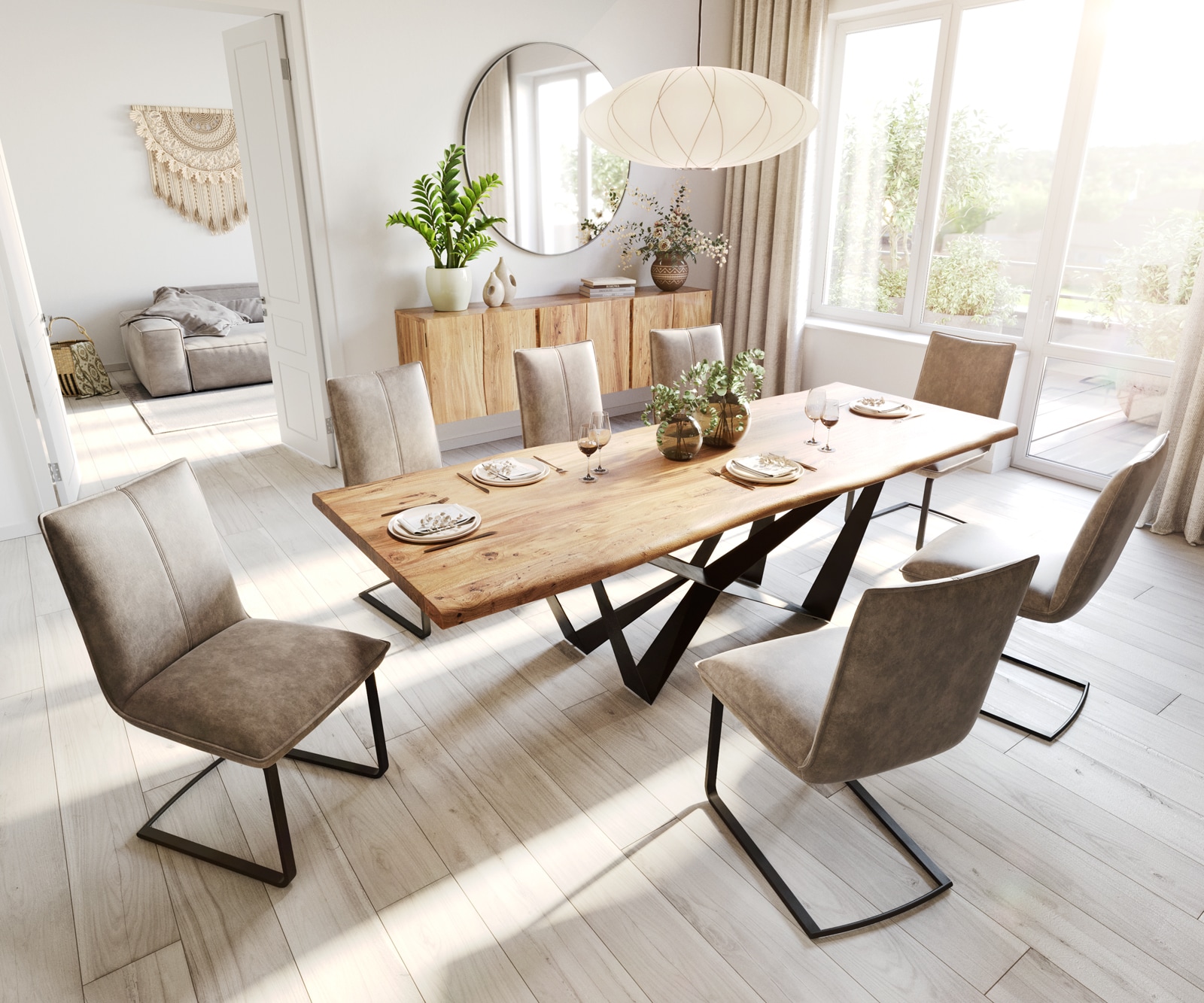 Esstisch Edge 260x100 Akazie Natur Spider Flachstahl Schwarz Live-Edge 4 Esstisch Edge 260x100 Akazie Natur Spider Flachstahl Schwarz Live-Edge 4