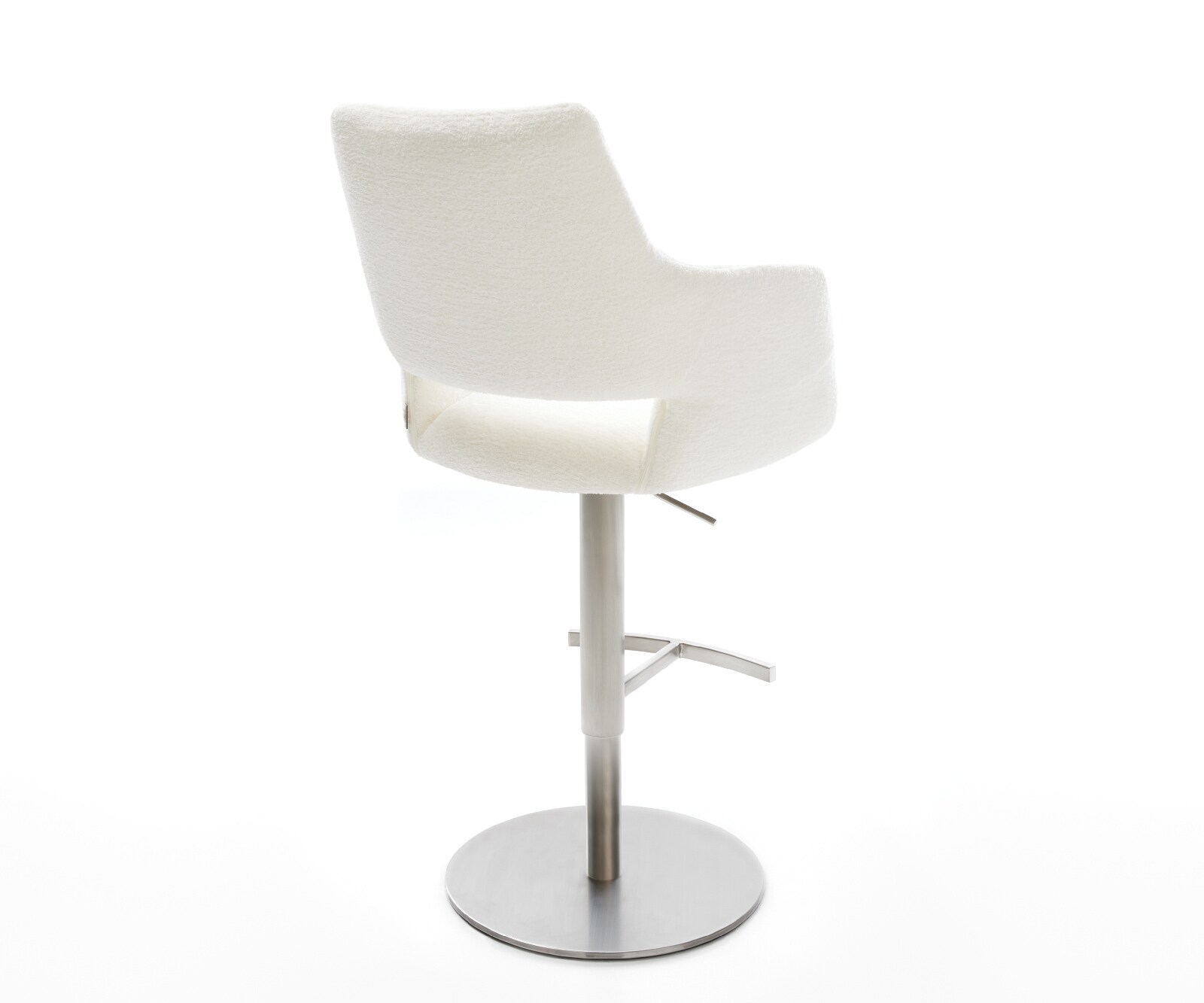 Barstuhl Yago-Flex Bouclé Soft Beige Drehfuß höhenverstellbar Edelstahl Silberfarben Taschenfederkern 4