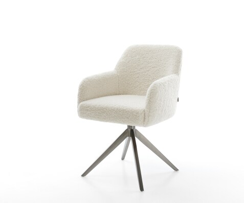 Drehstuhl Greg-Flex Teddystoff Beige Kreuzgestell breit Graphit 360° drehbar Wippfunktion Taschenfederkern