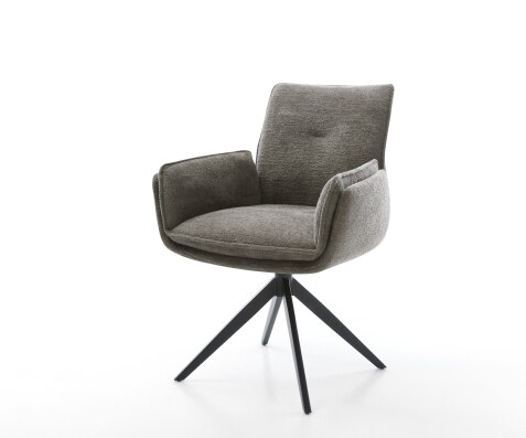 Drehstuhl Nela-Flex Bouclé Soft Schlamm Kreuzgestell breit Schwarz 360° drehbar Wippfunktion