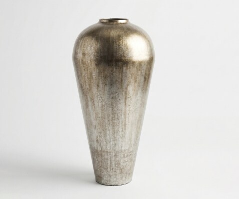 Vase Minoa B41 x T41 x H86 cm Metall Platin Aurum Handgemacht