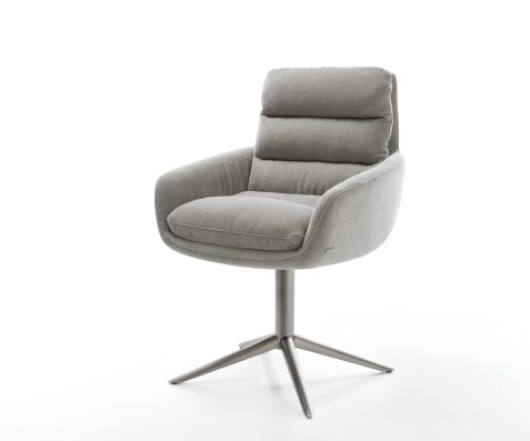 Drehstuhl Abelia-Flex mit Armlehnen Strukturstoff Soft Grau Fußkreuz Graphit 360° drehbar Wippfunktion