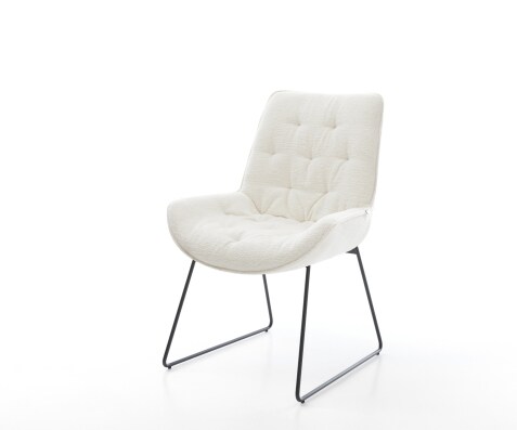 Esszimmerstuhl Taimi-Flex Bouclé Soft Beige Kufengestell Schwarz