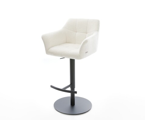 Barstuhl Yulo-Flex Bouclé Soft Beige Drehfuß höhenverstellbar Metall Schwarz