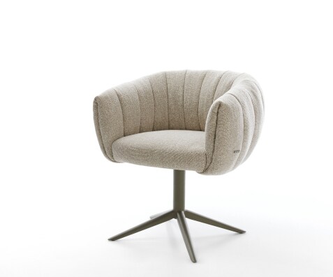 Drehstuhl Jada-Flex Webstoff Soft Beige Fußkreuz Effektfinish Titan 360° drehbar Wippfunktion Taschenfederkern