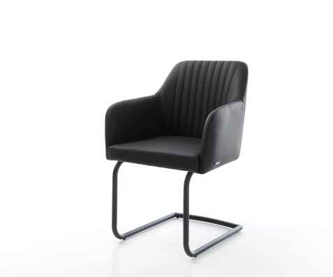 Freischwinger Greg-Flex Echt-Leder Schwarz Freischwinger rund Schwarz Taschenfederkern