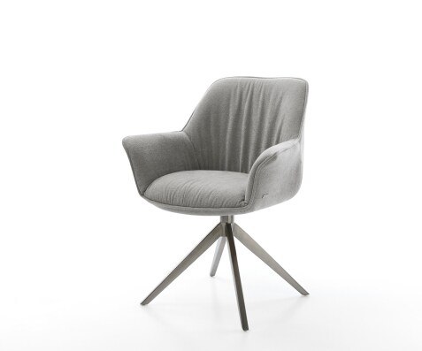 Drehstuhl Keila-Flex mit Armlehnen Strukturstoff Soft Grau Kreuzgestell breit Graphit 360° drehbar Wippfunktion