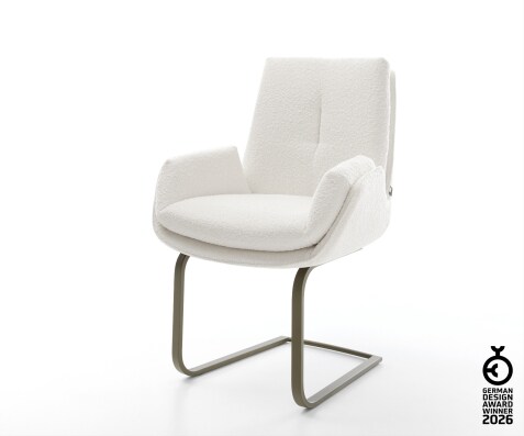 Freischwinger Clea-Flex Bouclé Creme-Weiß Freischwinger flach Effektfinish Titan