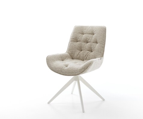 Drehstuhl Taimi-Flex Webstoff Soft Beige Kreuzgestell breit Weiß 360° drehbar Wippfunktion