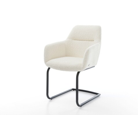Freischwinger Pejo-Flex Bouclé Weiß Freischwinger rund Schwarz Taschenfederkern