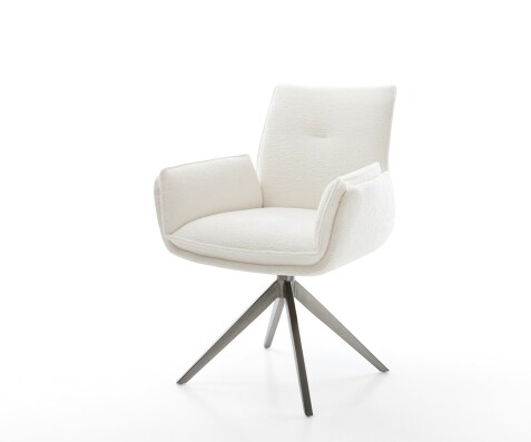 Drehstuhl Nela-Flex Bouclé Soft Beige Kreuzgestell breit Graphit 360° drehbar Wippfunktion