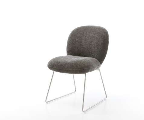 Esszimmerstuhl Nube-Flex Bouclé Soft Schlamm Kufengestell Edelstahl Taschenfederkern